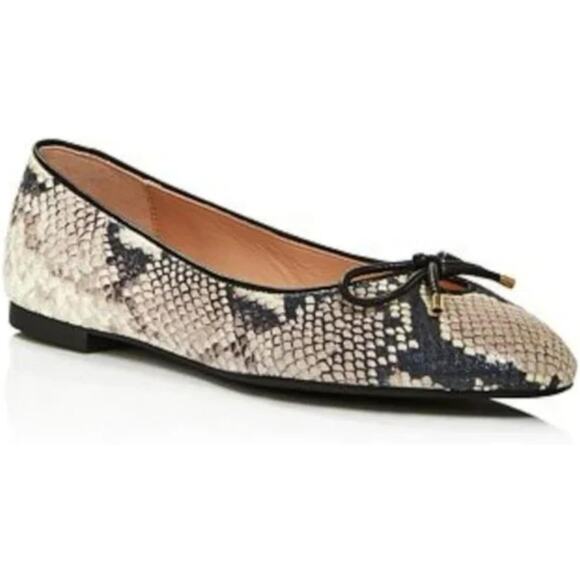 Stuart Weitzman Gabby Ballet Flats Leather Snakeskin Round Toe Size 6 - Picture 1 of 9